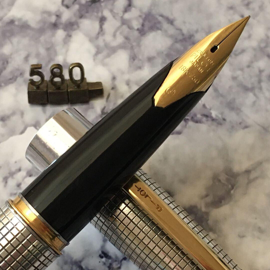 PILOT Fountain Pen Overhauled Elite Silvern Lattice sterling silver Nib F 18K