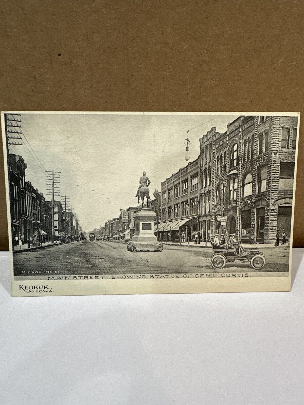 Keouk Iowa Main Street General Curtis Topographical Postcard RPPC RARE 1907