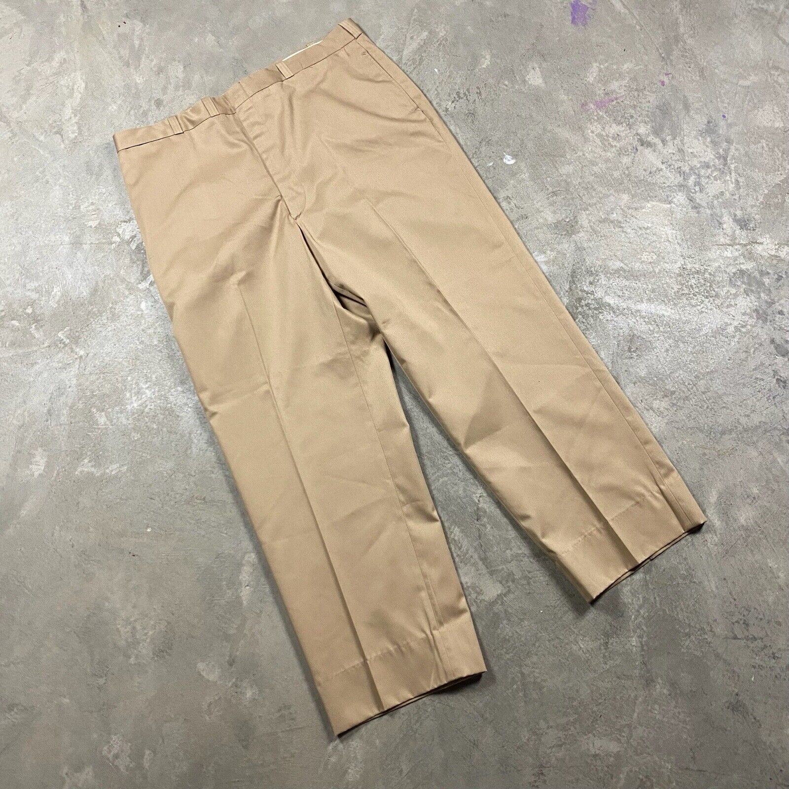 Vtg US Army Khaki Chino Pants Uniform Twill Trouser USGI Men\'s 40x30 Scovill Zip