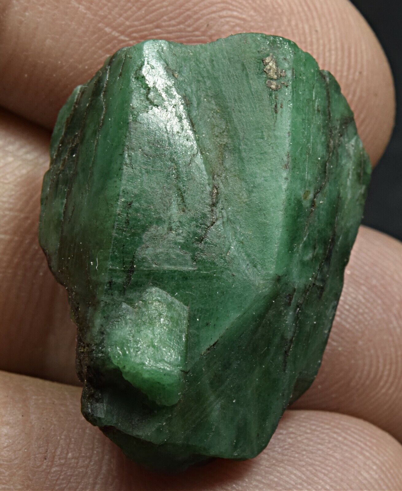 44 Carat Deep Green Emerald Crystal With Pyrite From Panjsher Afghanistan