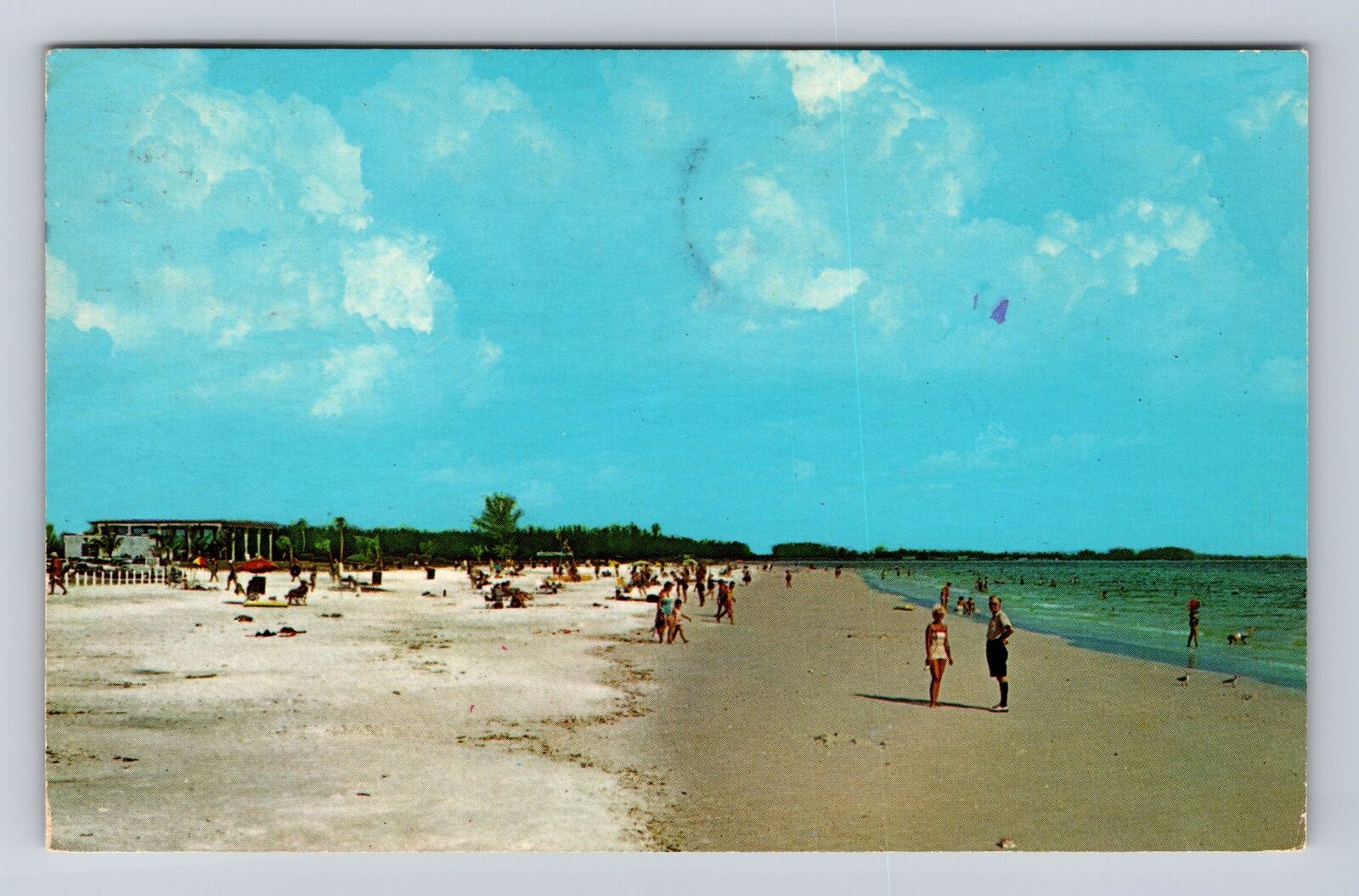 Sarasota FL-Florida, Snow White Sands Of Siesta Key, Vintage c1976 Postcard