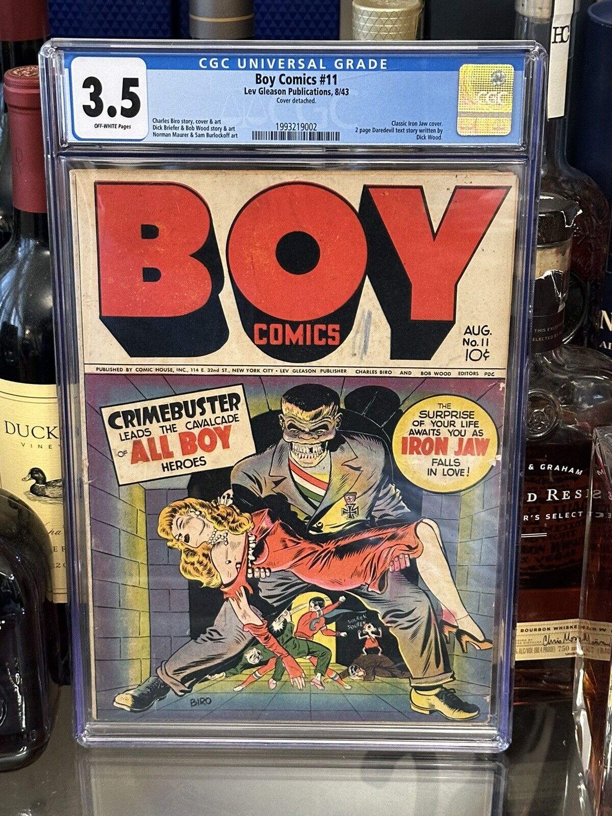 Boy Comics #11 CGC 3.5  Classic Iron Jaw Cover, Golden Age 1943