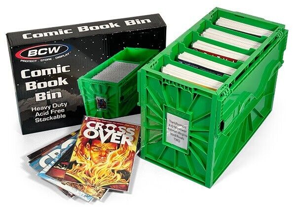 1 BCW Green Short Comic Book Bin -Heavy Duty Acid Free Plastic Stackable Box