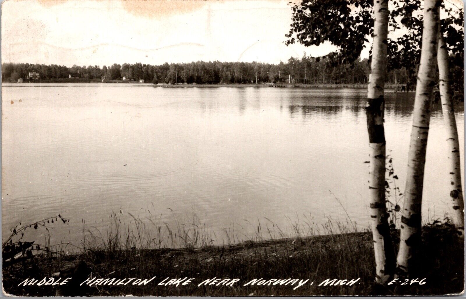 Real Photo Postcard Middle Hamilton Lake near Norway, Michigan~138836