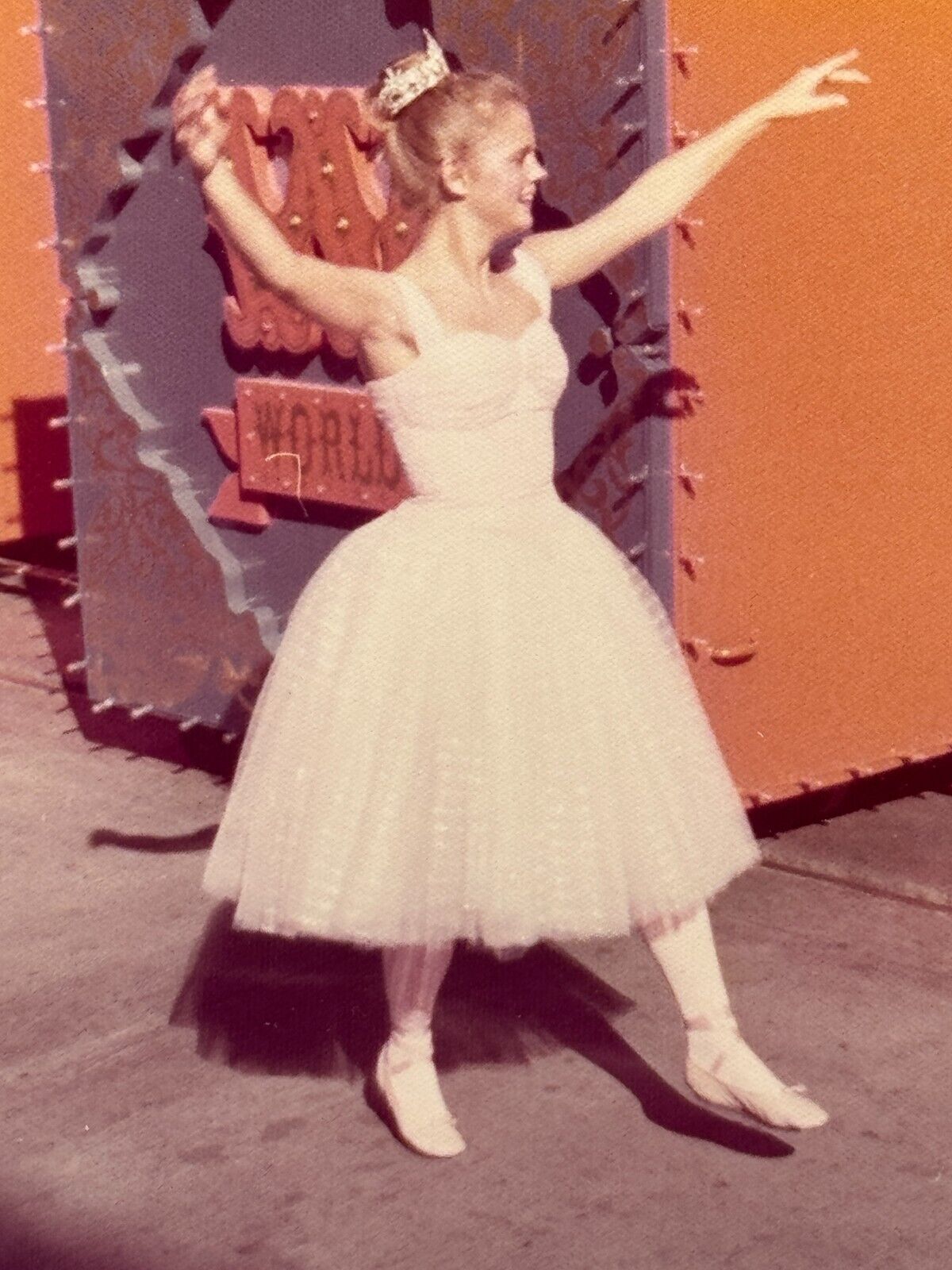 2W Photograph Pretty.Woman Dressed Up In Ballet Dress Disneyland 1970\'s 