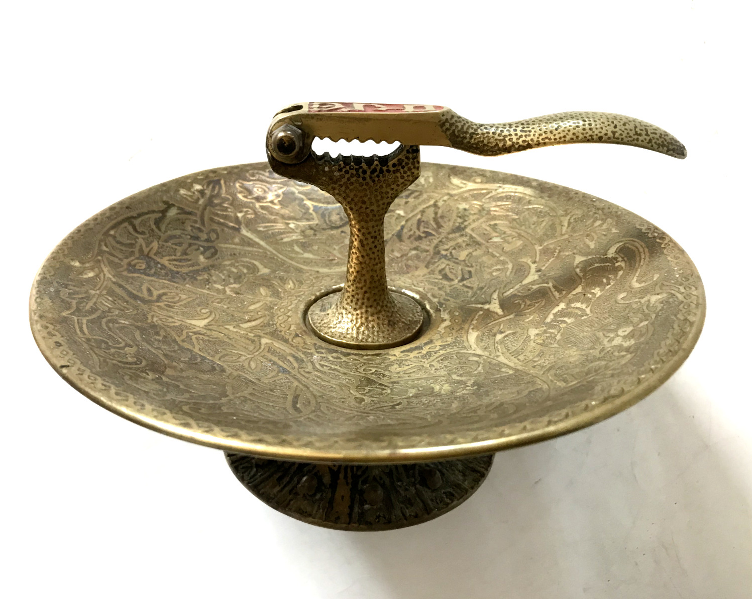 vintage tamar authentic brass nutcracker dish pedestal shalom.