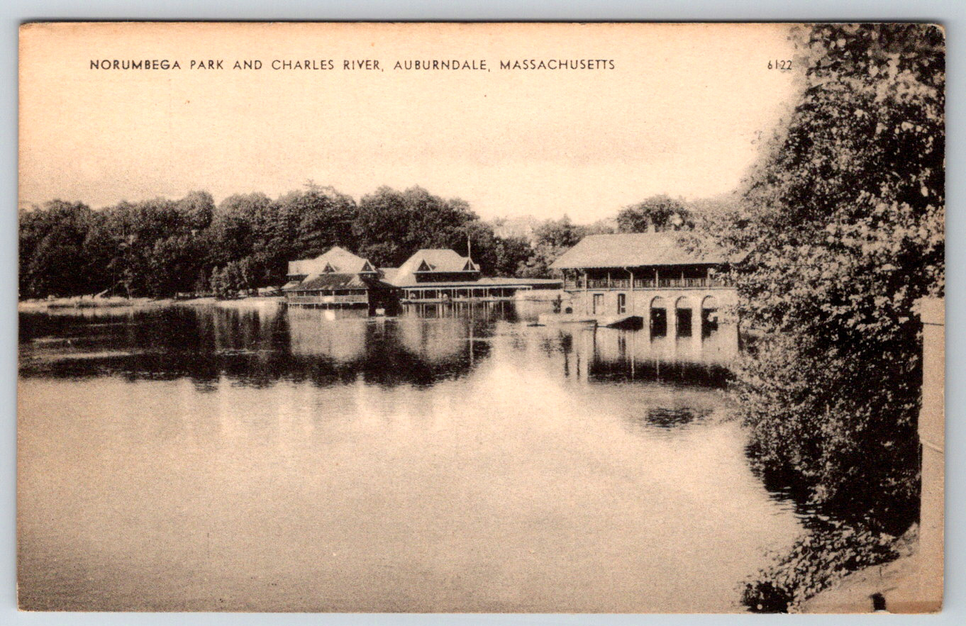 1920s Norumbega Park Charles River Auburndale MA Vintage Postcard