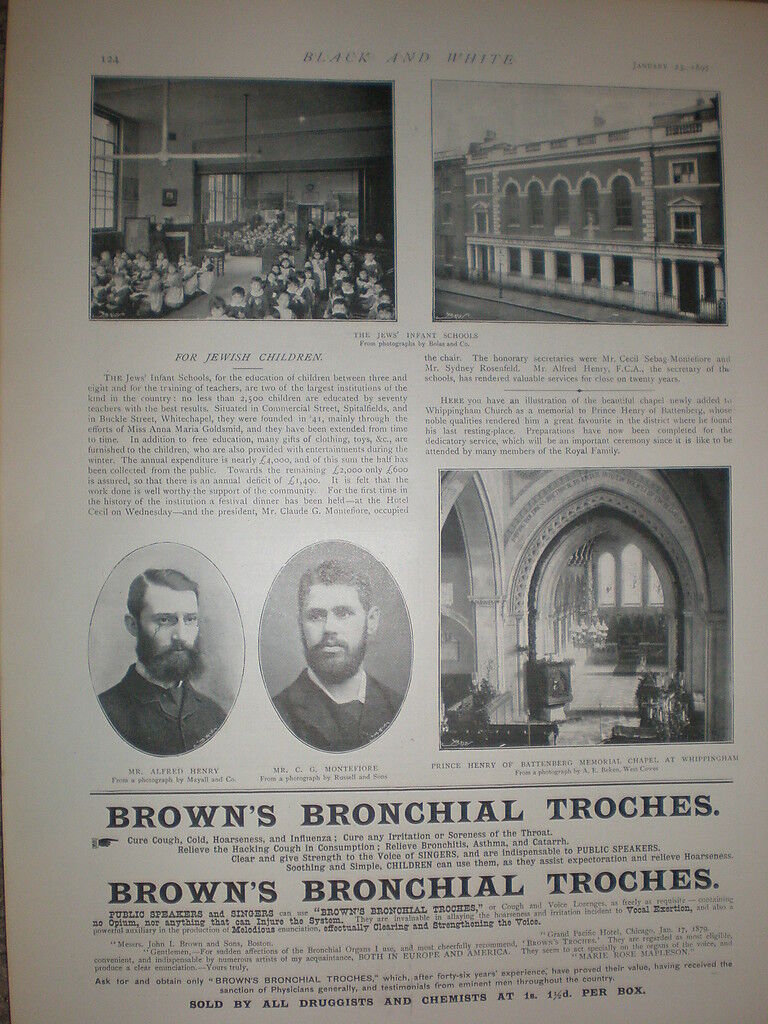 Photo article The Jews' Infants Schools London 1897