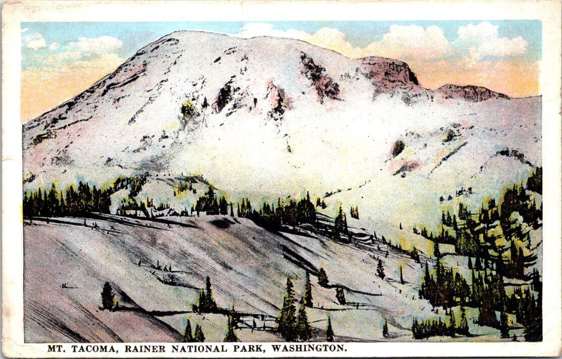 1922, Mt. Tacoma, RAINER NATIONAL PARK, Washington Postcard