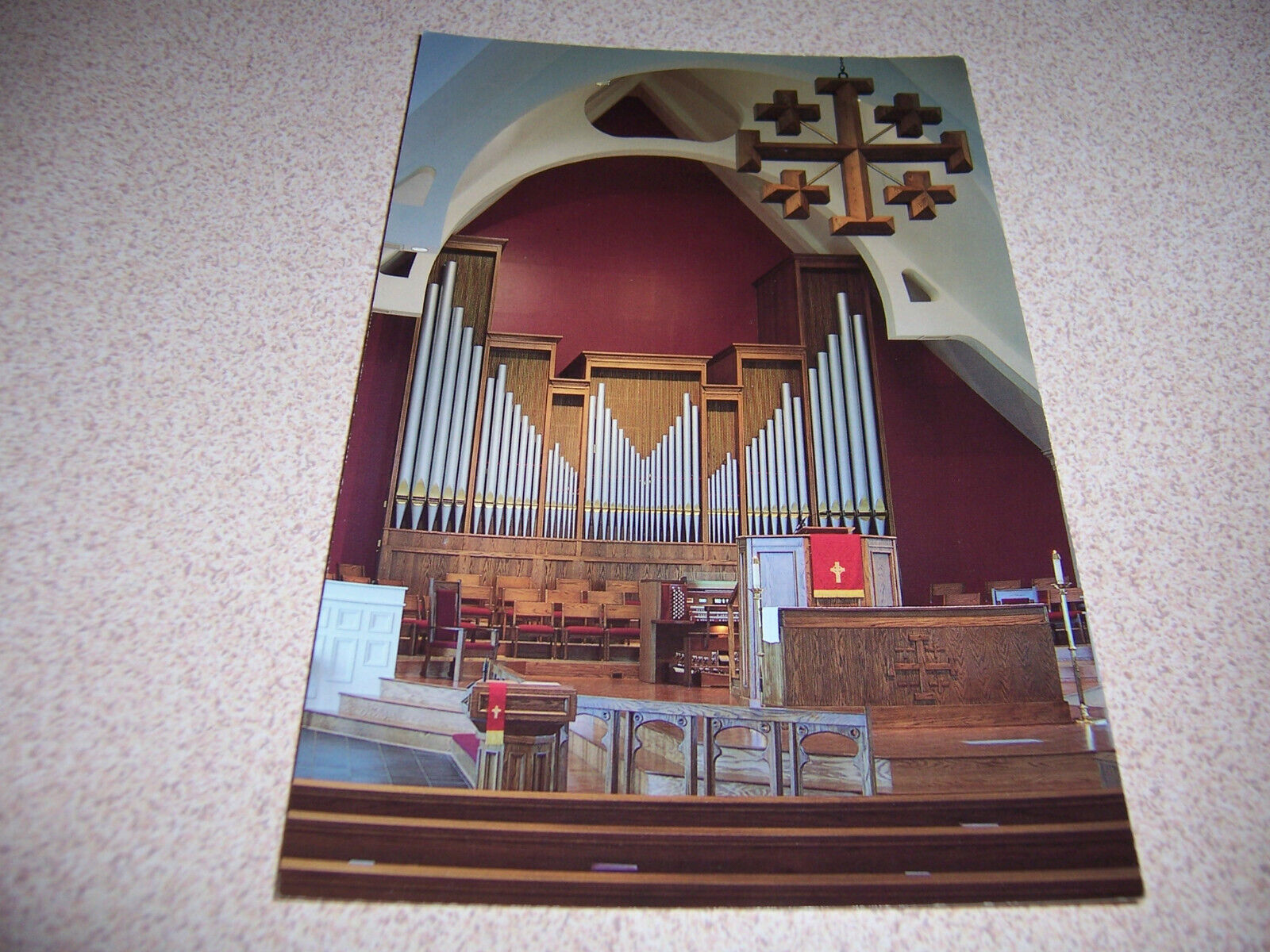 1980s INTERIOR, HERITAGE UNITED METHODIST CHURCH, LEESBURG, VA. VTG POSTCARD