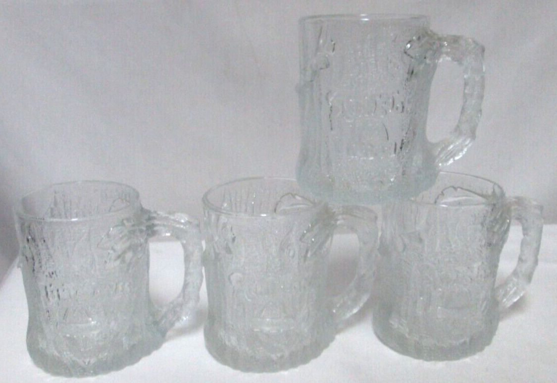 Flintstones McDonalds Vintage TreeMENDOUS glass Mug Cup Set 4