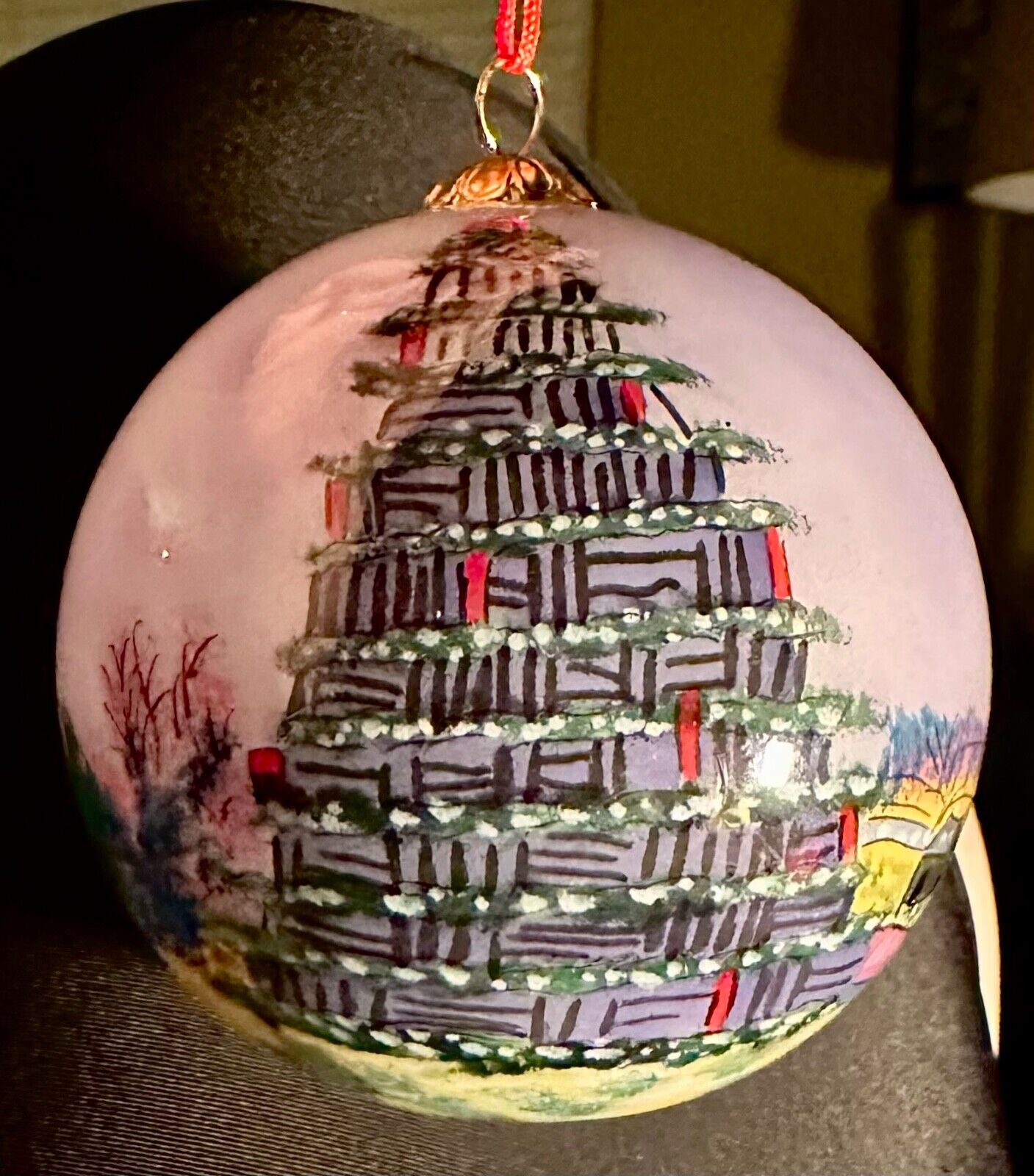 Cape Porpoise, ME, hand painted, blown glass Chistmas bulb. Signed, \