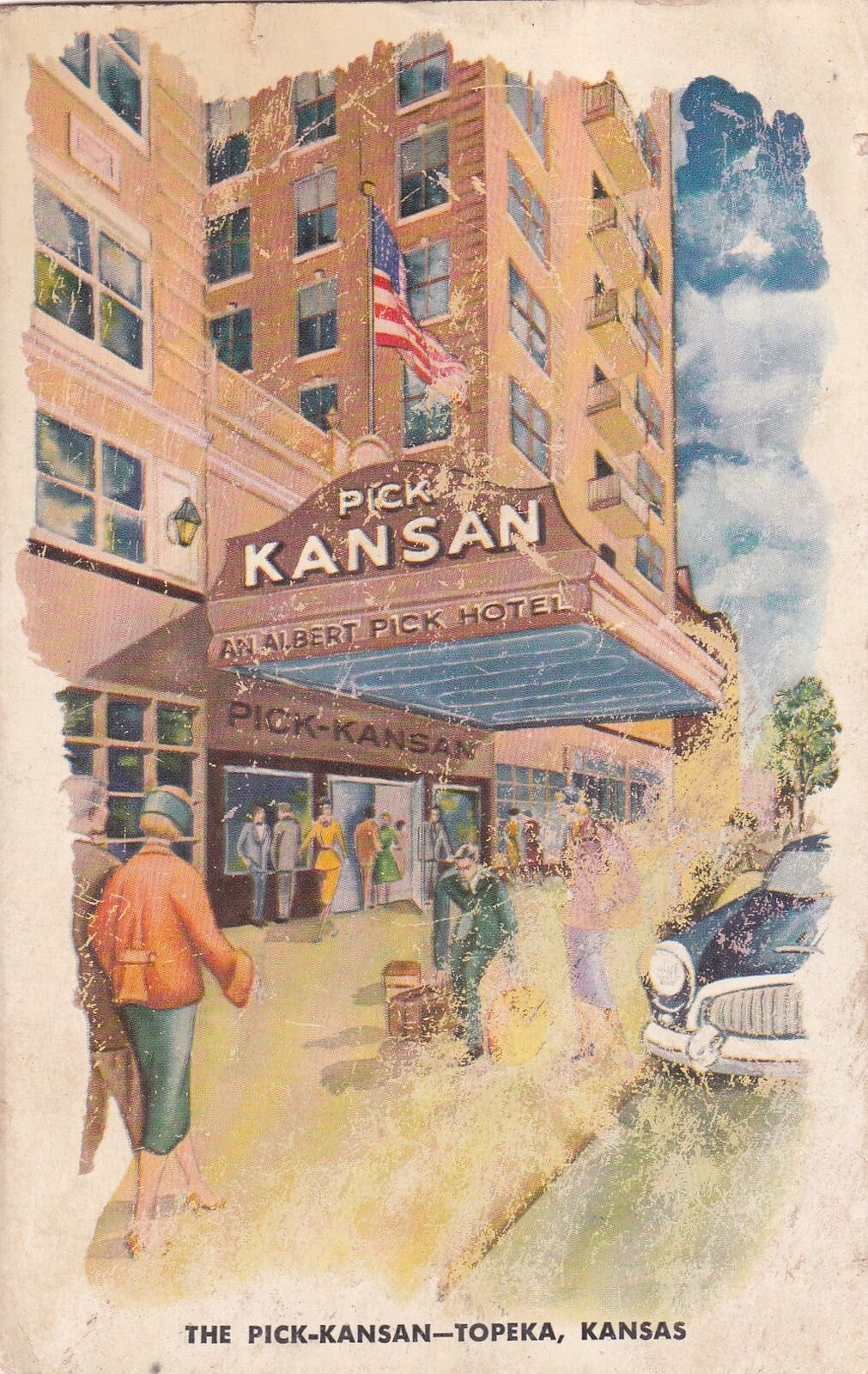 Hotel & Resort Front View Of The Pick Kansan Topeka Kansas KS 1963 Postcard D42