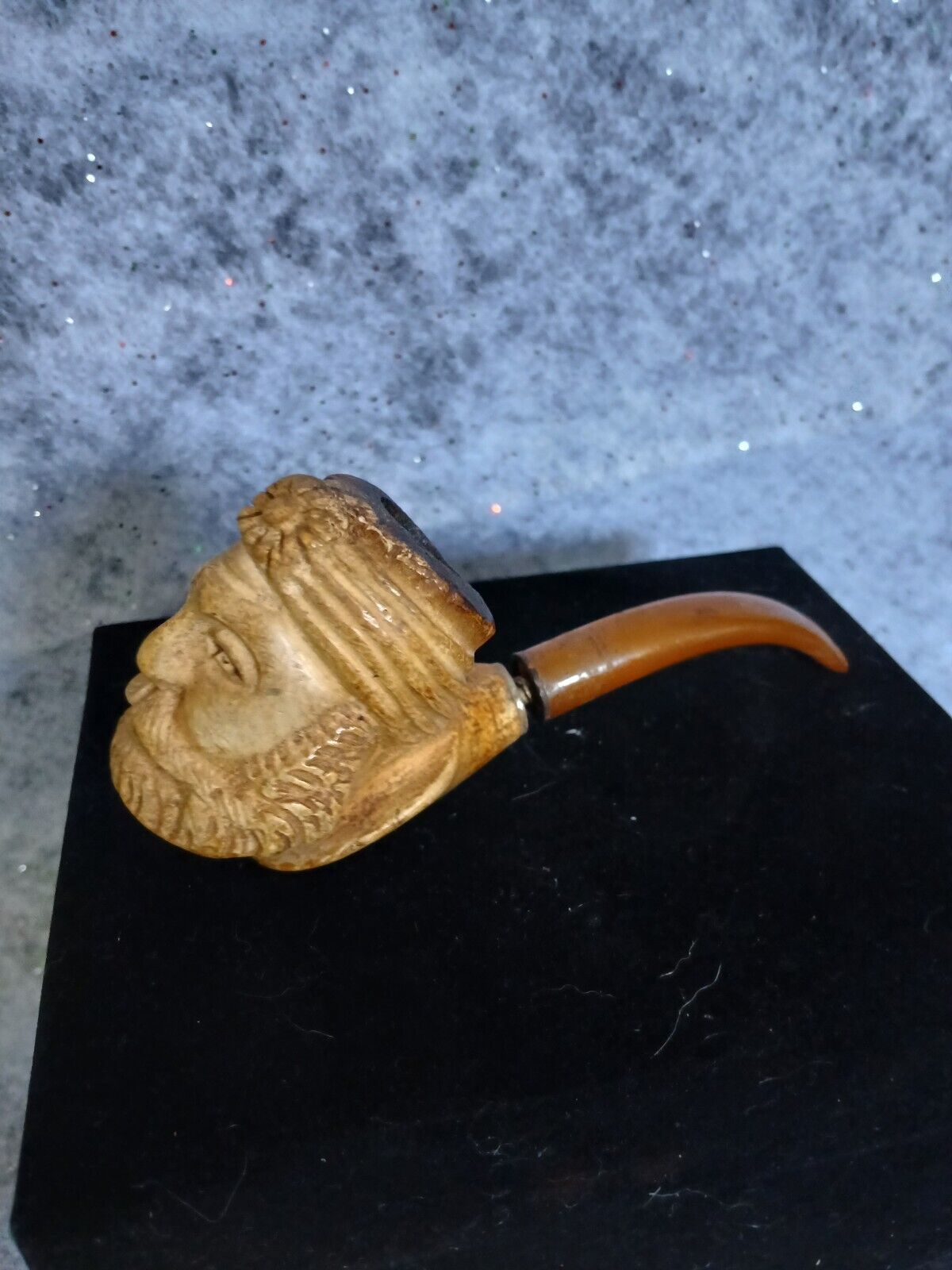 Vintage Carved Meerschaum Sulton Head Tobacco Pipe L6.5\