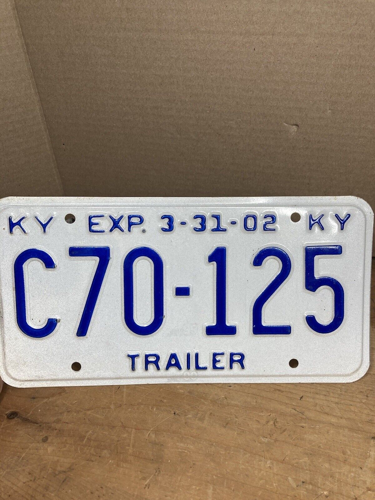 Ky Kentucky Trailer 2002 Expired License Plate C70-125