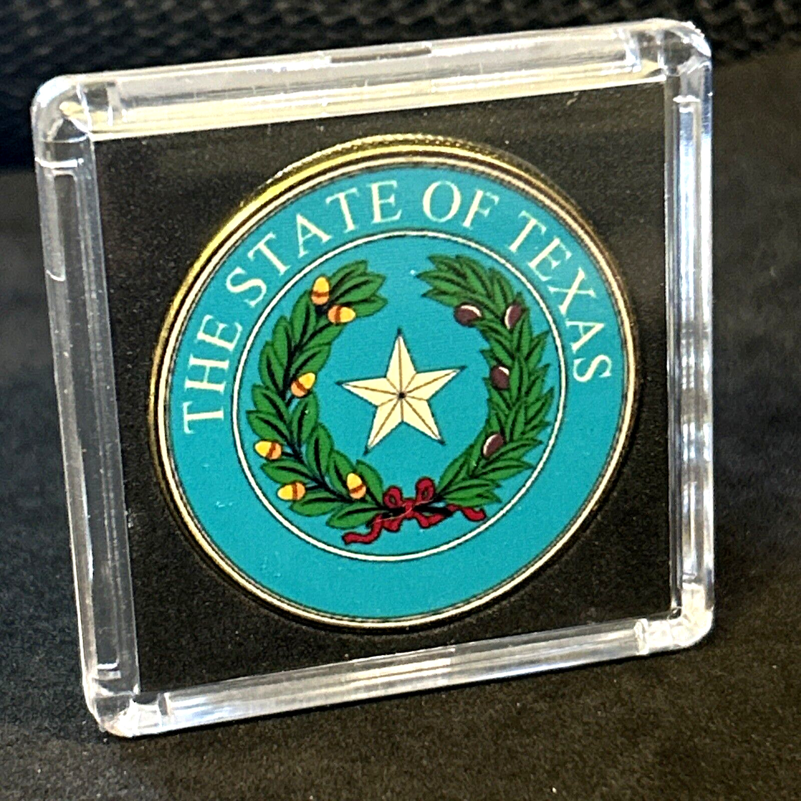 Great State of Texas USA State Seal Colorized Collectible Challenge Coin W CASE