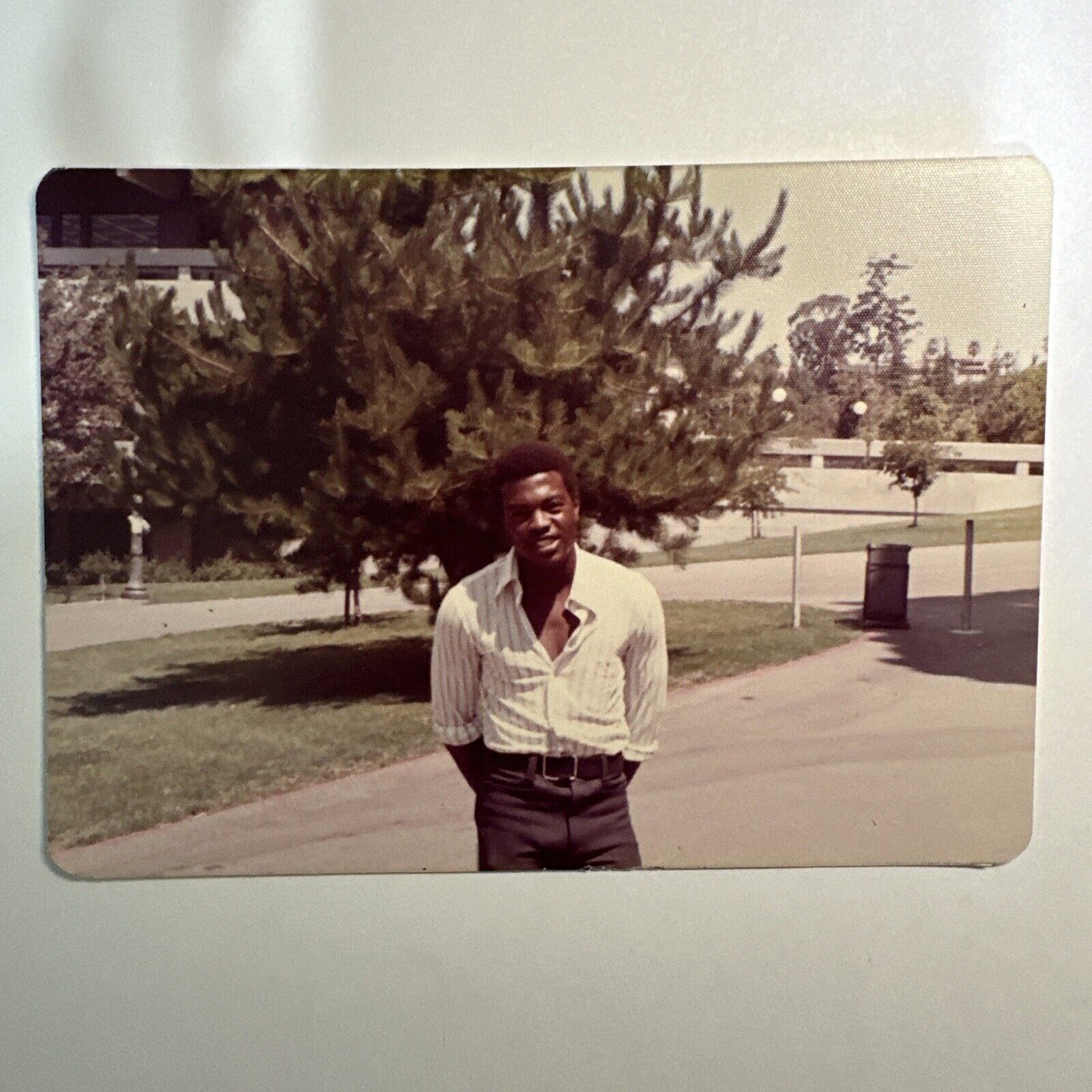 VINTAGE COLOR PHOTO attractive, fashionable African-American man tight pants
