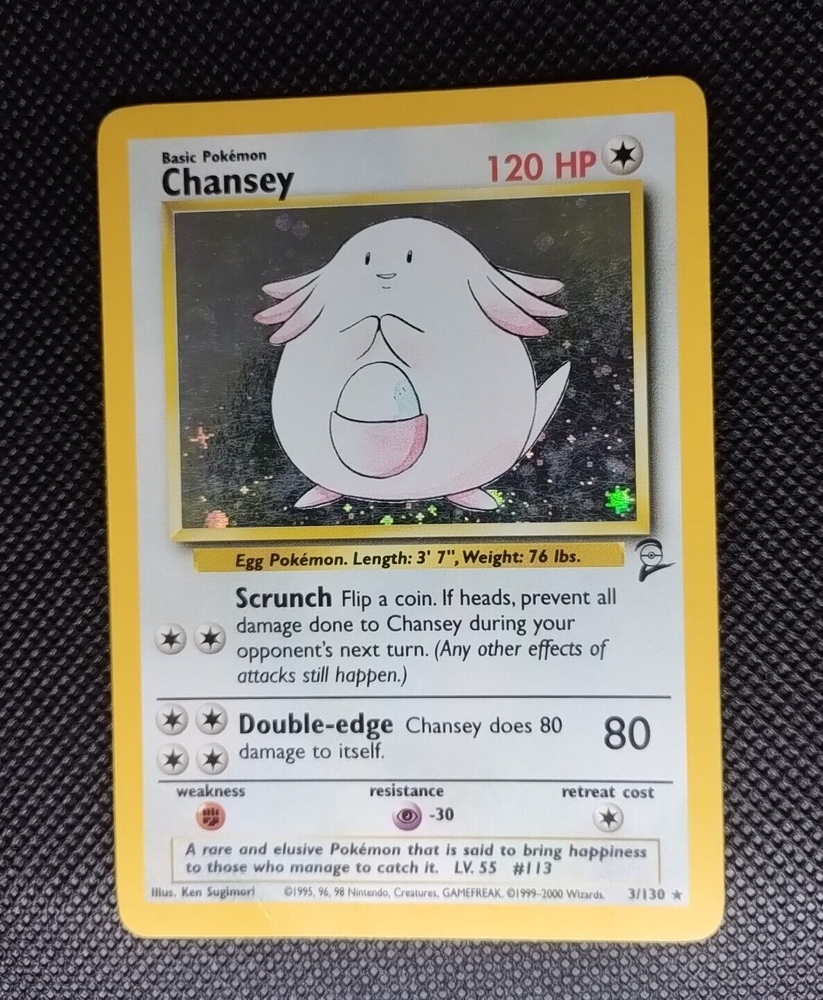 Pokemon Card Chansey Base Set 2 Holo Rare 3/130 - Played MP Read Description