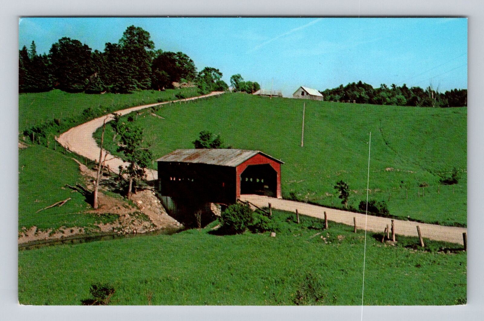 Farm Point Quebec-Canada, Covered Bridge, Antique, Vintage Souvenir Postcard