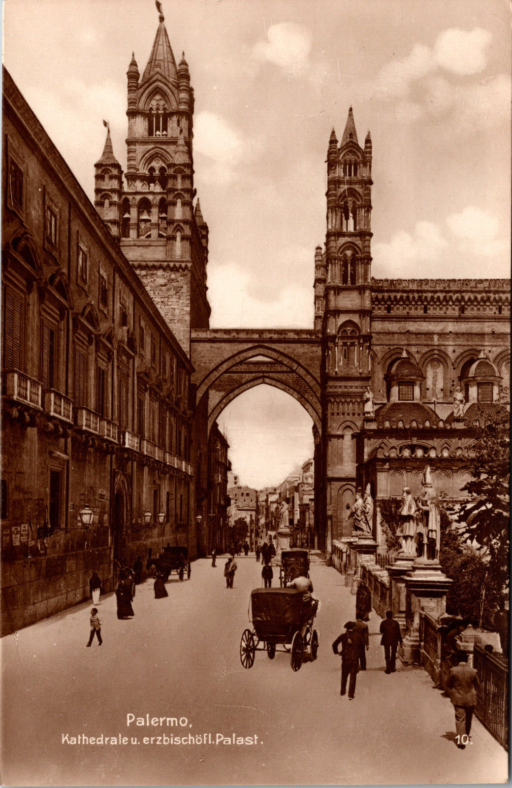 Palermo Cathedral Archbishop Palace Sicily Italy Trinks-Bildkarte Postcard RPPC