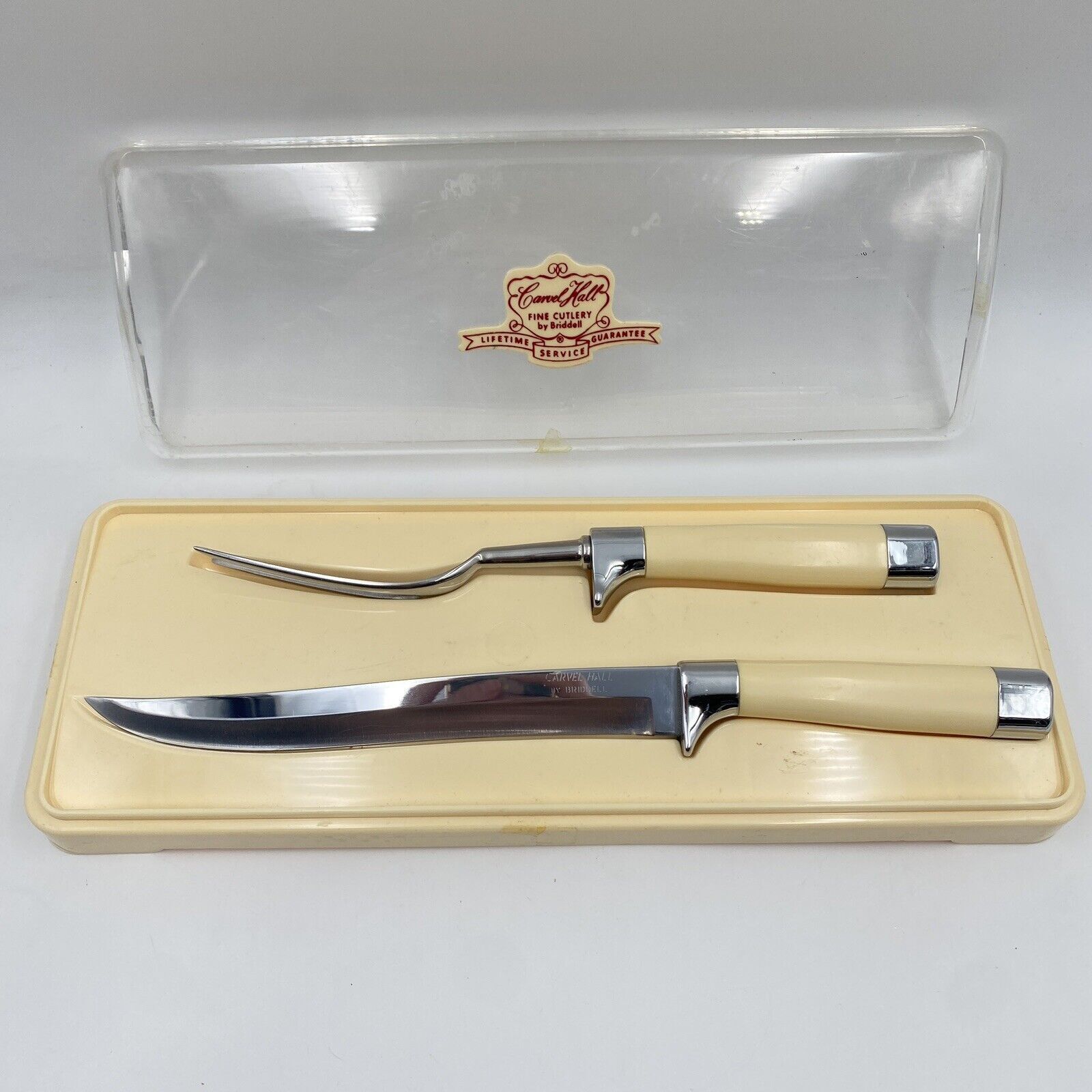 Vintage Carver Hall Chas D Briddell Inc Steelsmiths Fork & Knife Carving Set