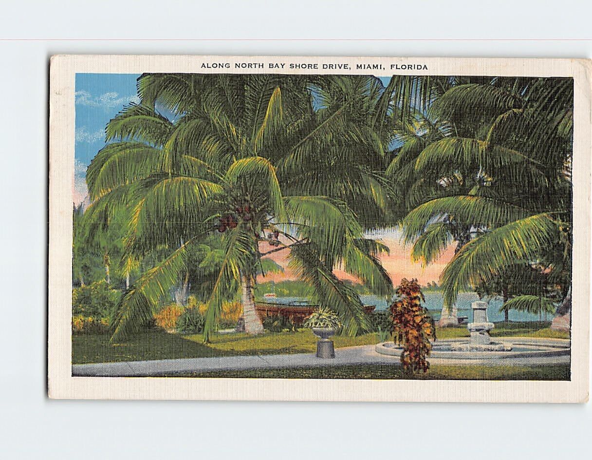 Postcard Along North Bay Shore Drive Miami Florida USA