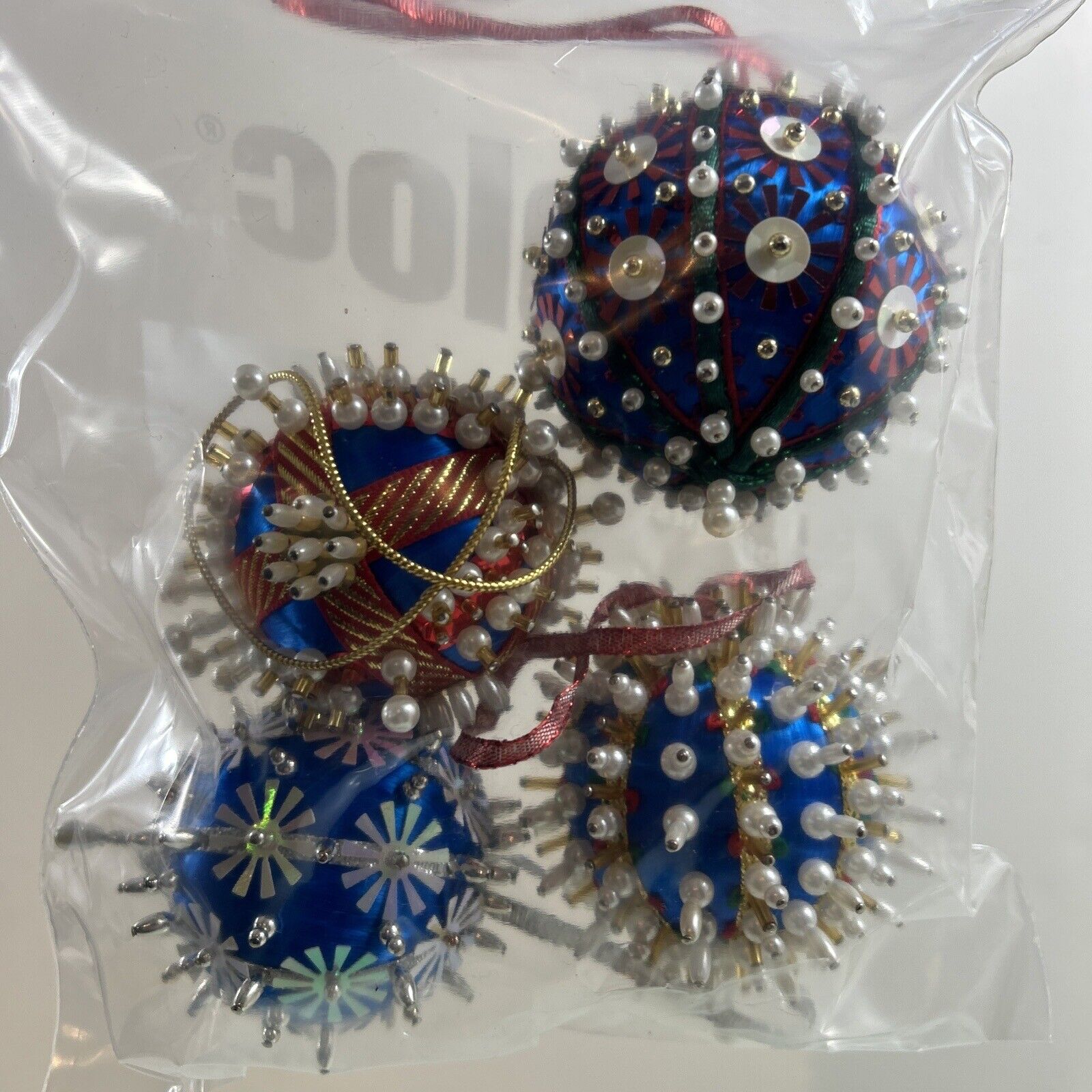 (# 134 ) Vintage Sequin Beaded Push Pin (Hand Made) Christmas Ornaments