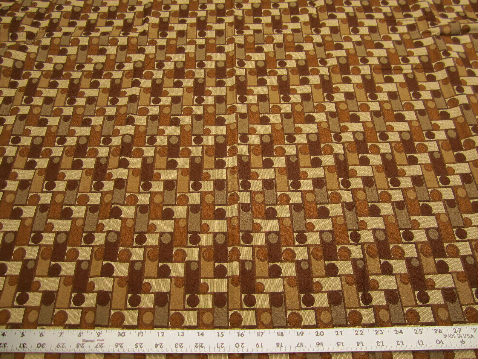 3 3/8 yards of Barrow Tiny Tot teak geometric checks upholstery fabric r7781