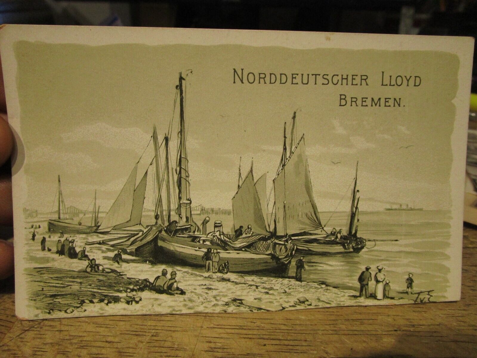 Vintage FOREIGN POSTCARD Norddeutscher Lloyd Bremen Germany Shipping Company 1/3