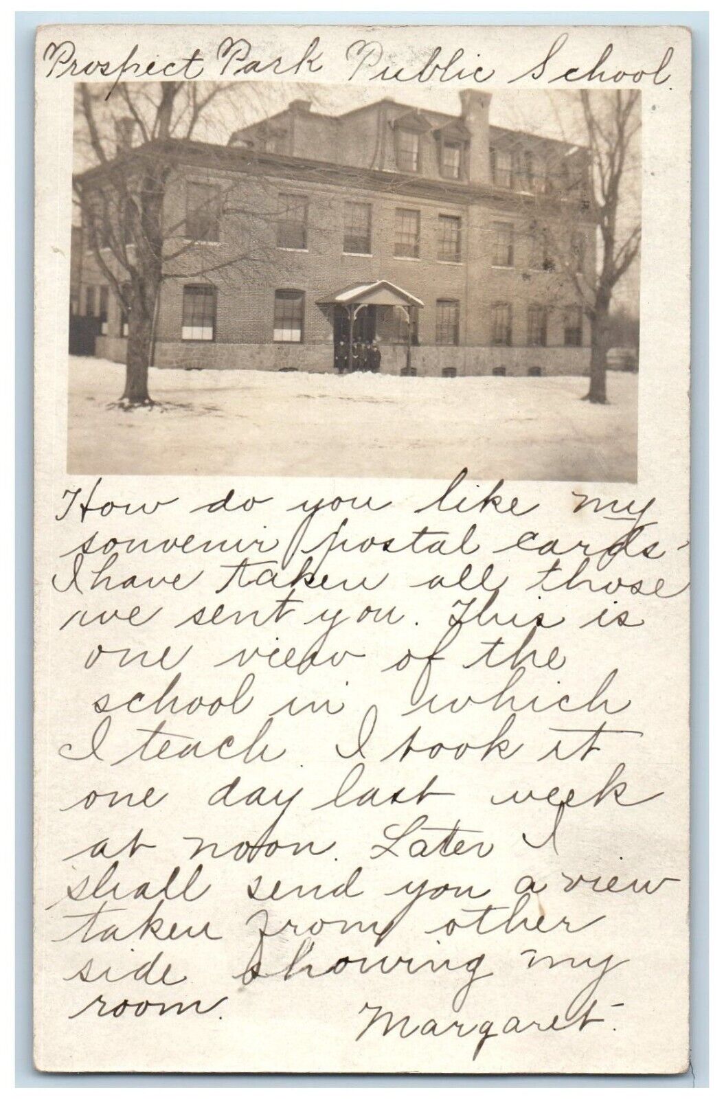 1905 Candid Prospect Park Public School Pittsburg Ridley PA RPPC Photo Postcard