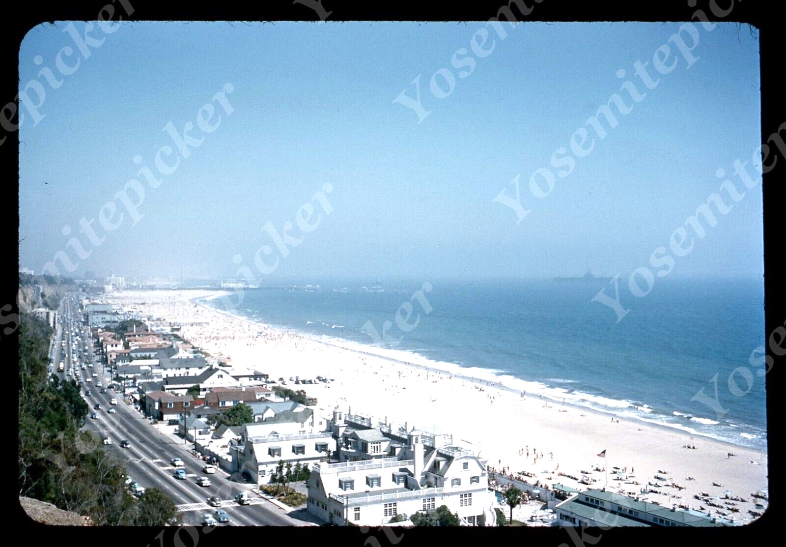 sl75 Original slide 1950\'s Red Kodachrome Santa Monica aerial view 570a