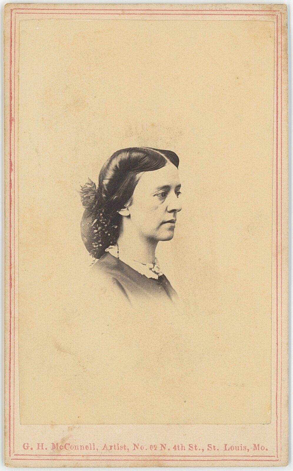 Profile View Woman Identified St. Louis, Missouri 1860s CDV Carte de Visite X815