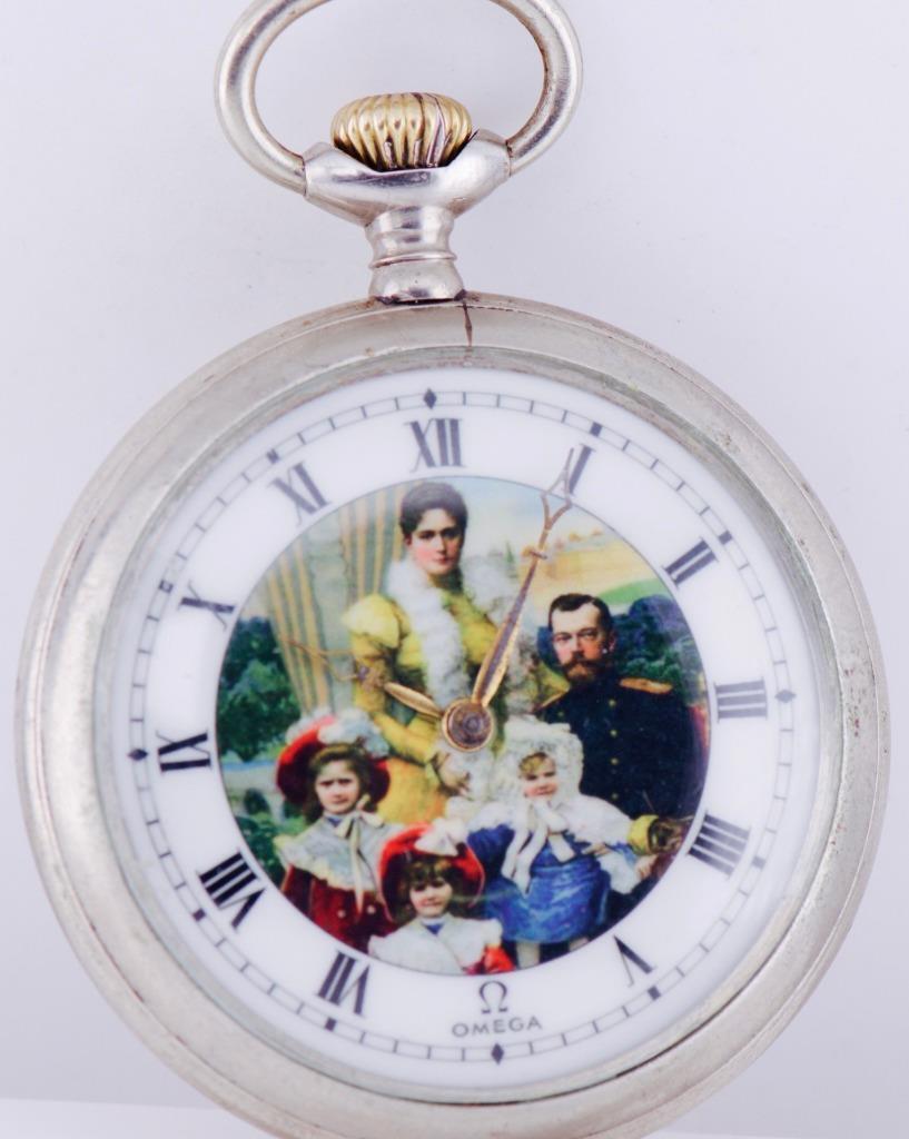 Antique Omega Pocket Watch  WWI Imperial Russ c1916-Romanov\'s Royal Family Dial
