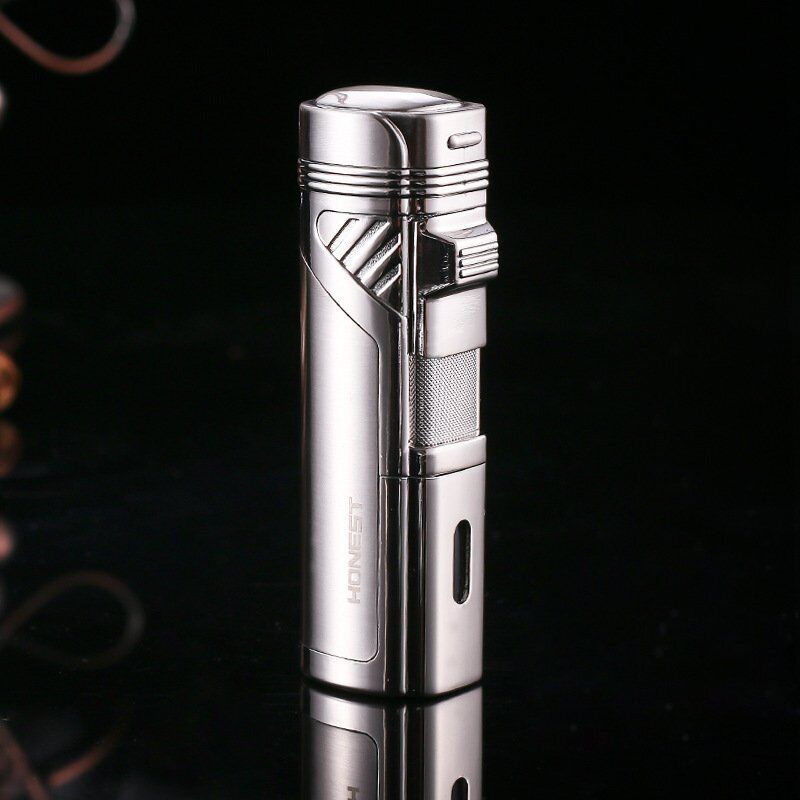 Cigar Torch Lighter 4 jet with Punch Windproof Mutifuctional Refillable Lighter