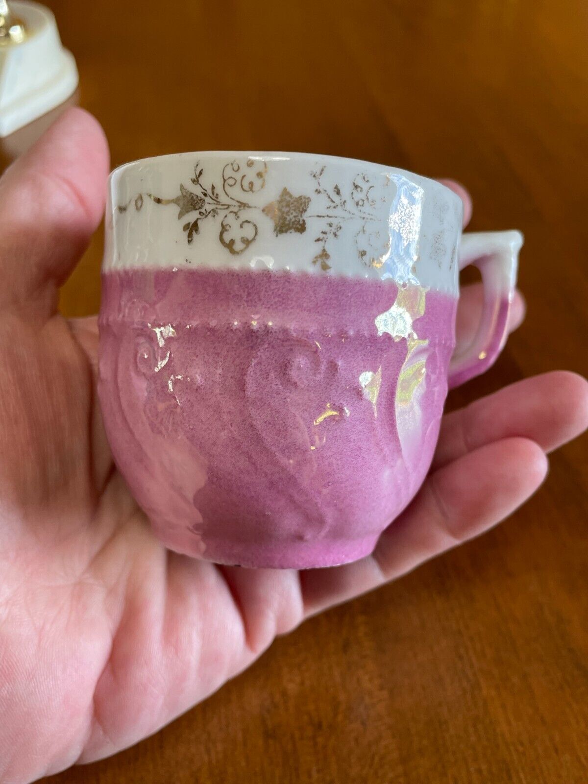 Antique Victorian Pink Luster Teacup