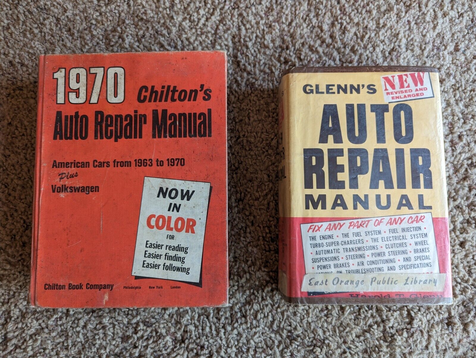 Classic Auto Repair Manual two book lot- 1970 Chilton's & 1964 Glenn's