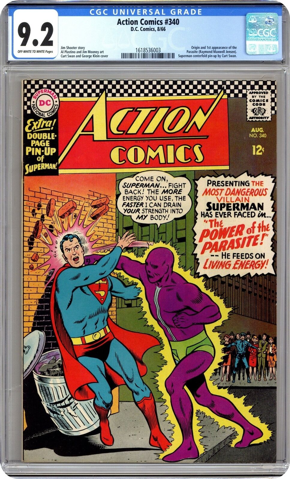 Action Comics #340 CGC 9.2 1966 1618536003 1st app. Parasite