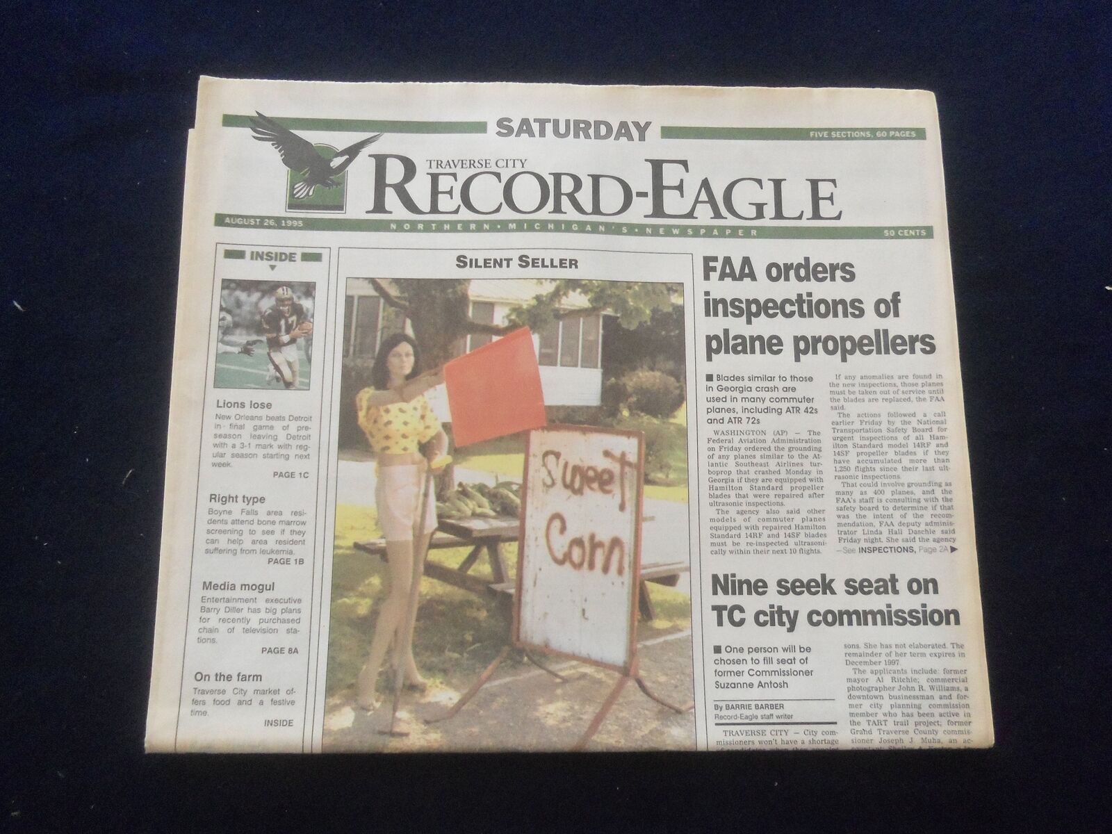 1995 AUG 25 TRAVERSE CITY (MI) RECORD-EAGLE NEWSPAPER - FAA INSPECTIONS-NP 6132