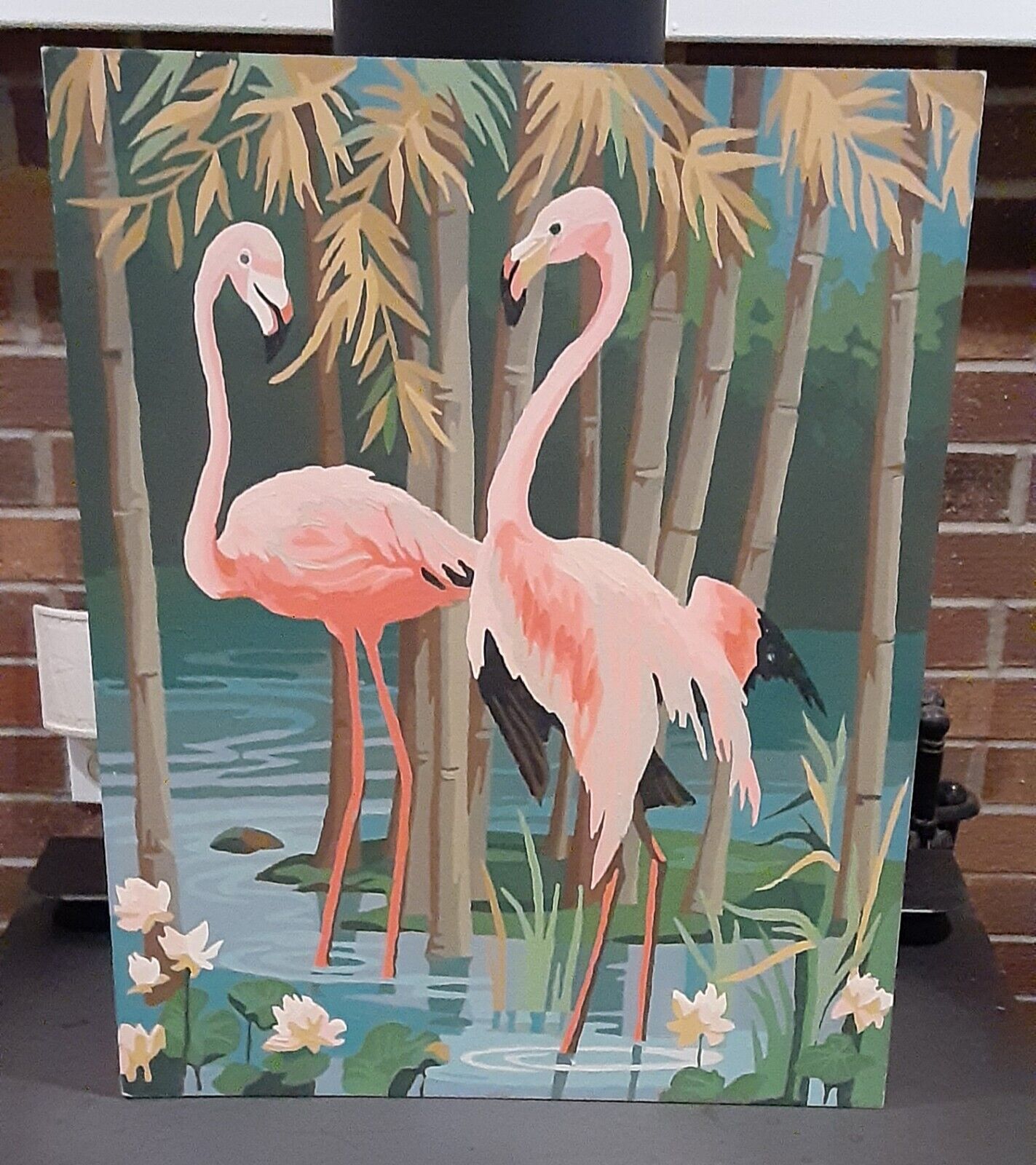 Vintage Paint By Number Flamingos 