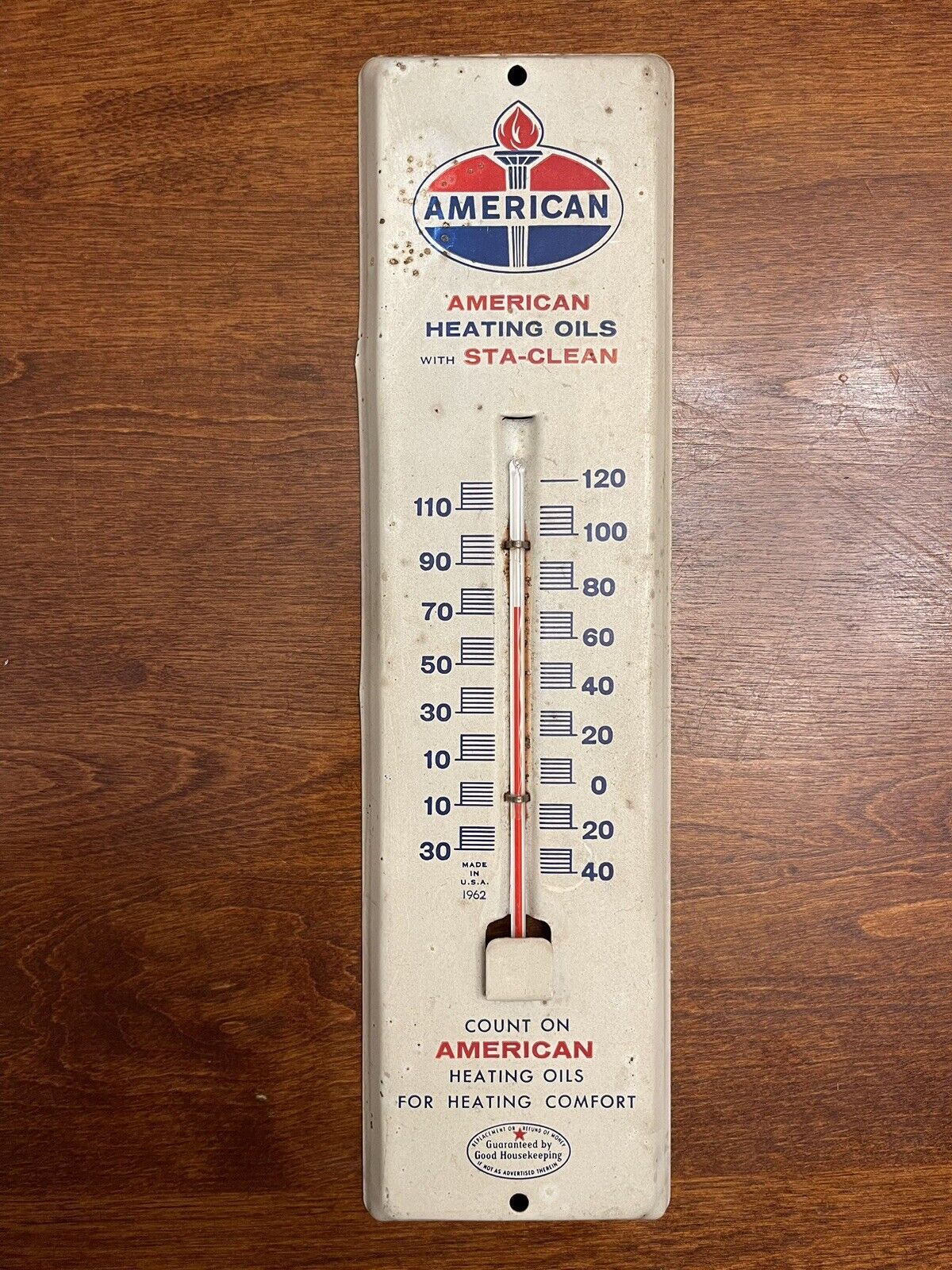 Vintage Metal Thermometer From Standard Sta-Clean Heating Oils