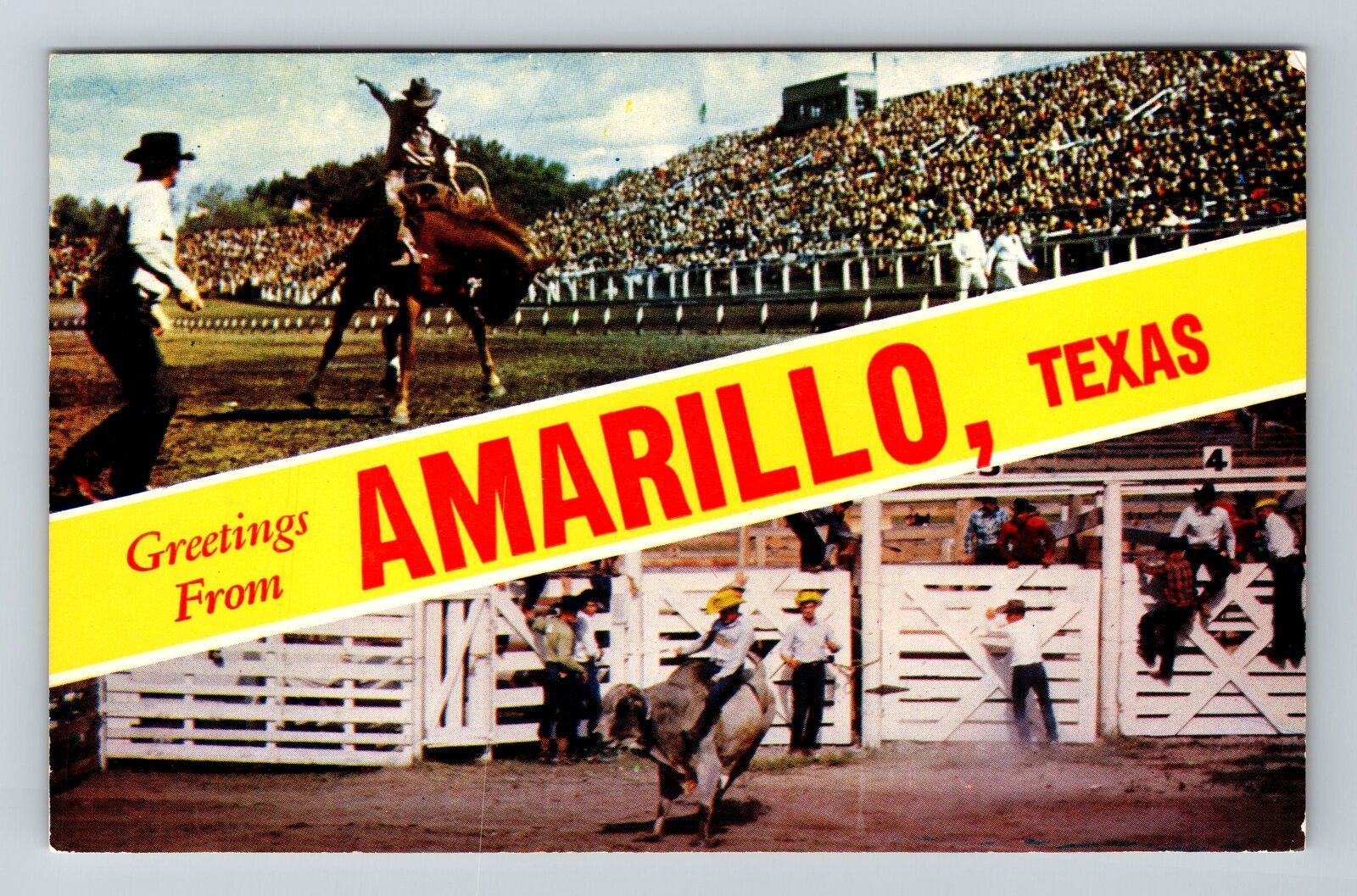 Amarillo TX-Texas, Scenic Banner Greetings, Antique Vintage Souvenir Postcard