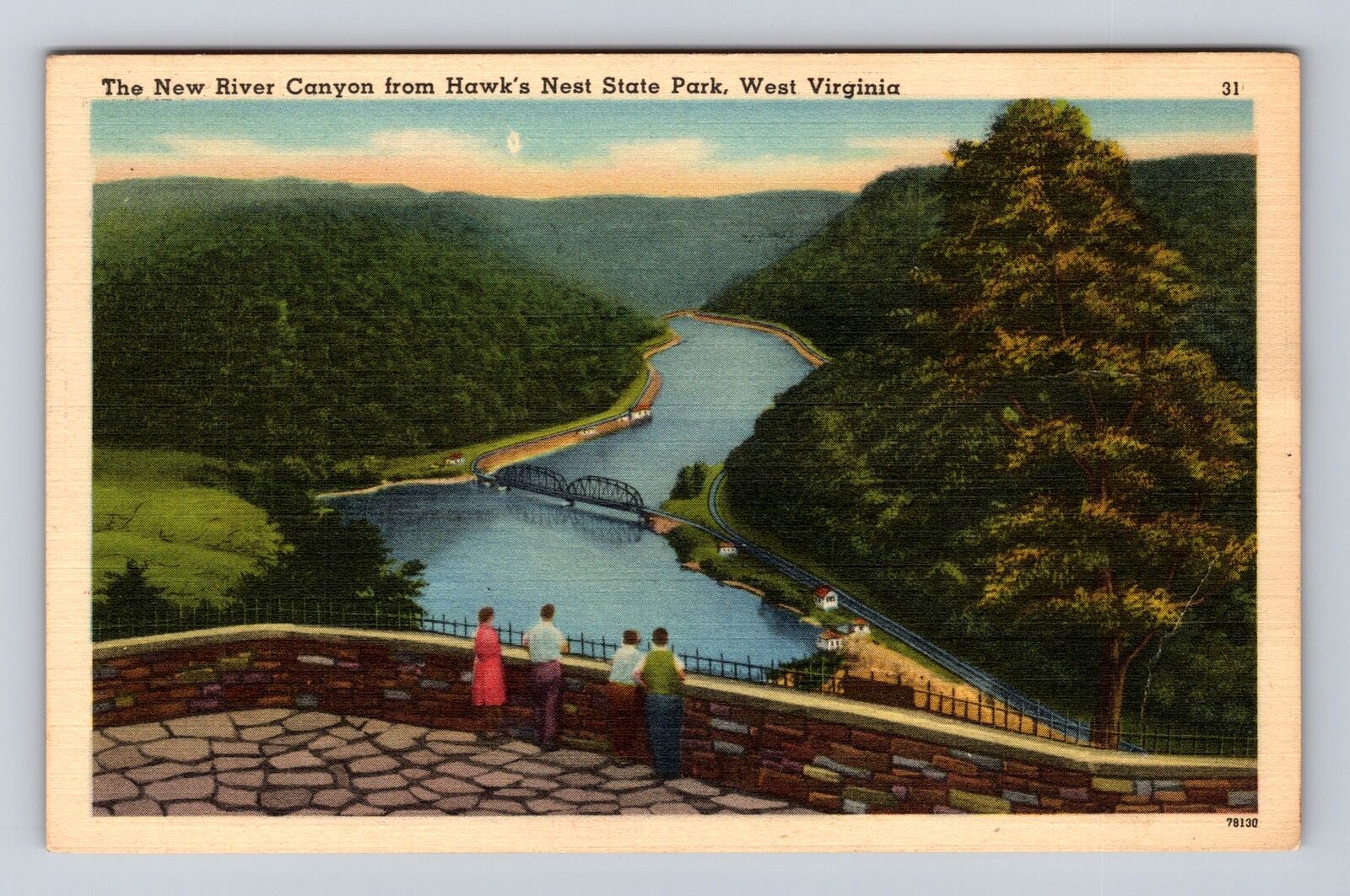 WV-West Virginia, Canyon From Hawk\'s Nest State Park, Vintage c1955 Postcard