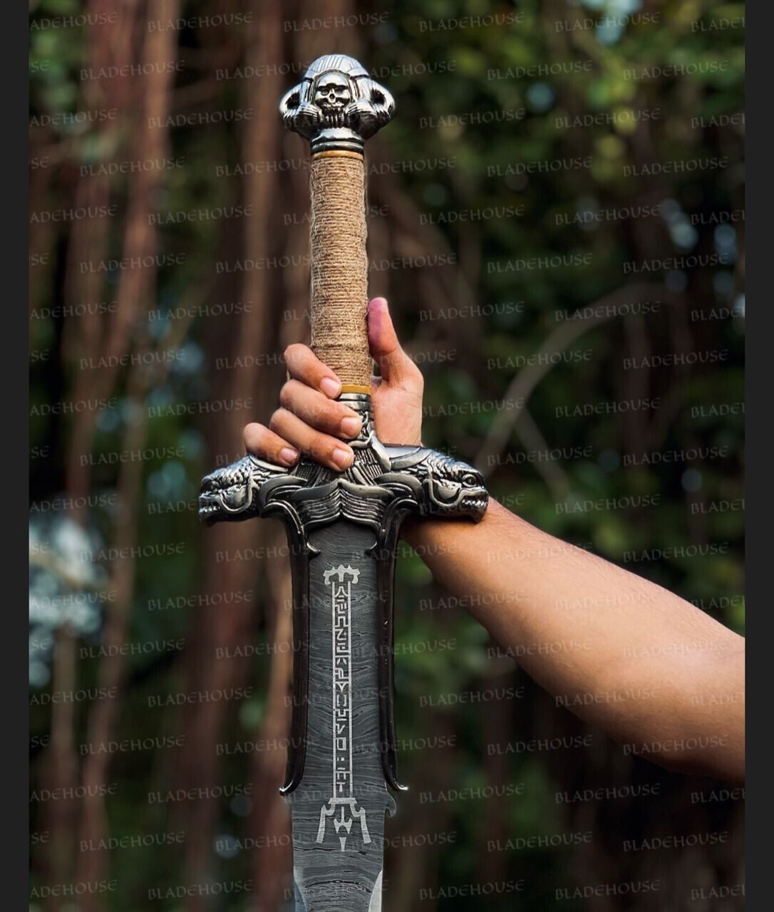 New Marto Conan Atlantean Silver Sword, Damascus Conan Barbarian Replica Sword