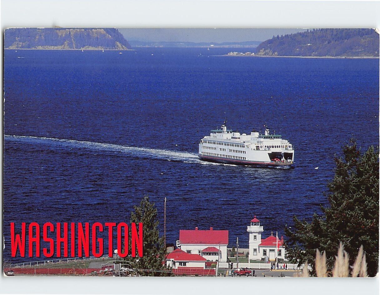 Postcard A ferry prepares to dock Mukilteo Washington USA