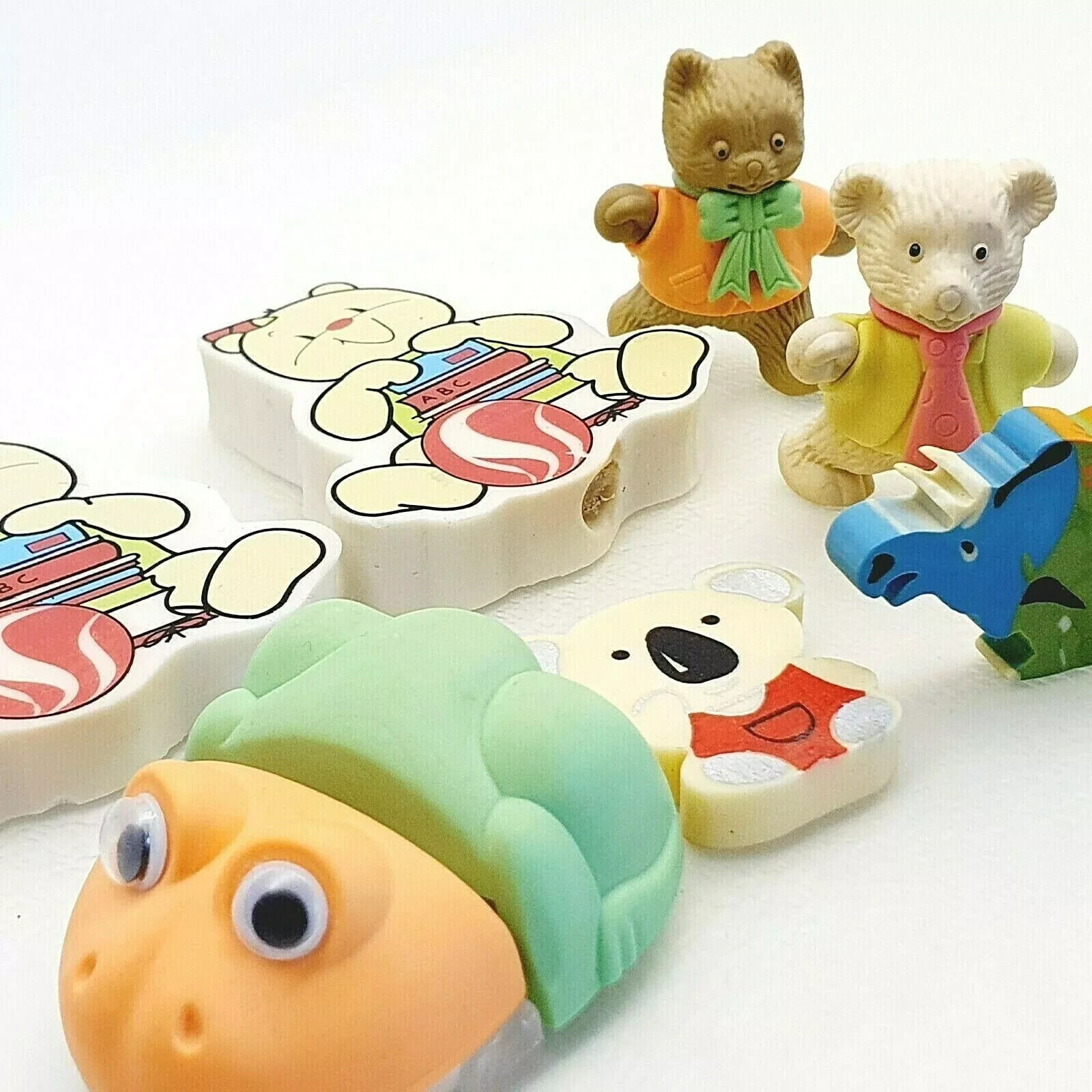 Cute animals Mixed eraser rubber LOT vintage 2