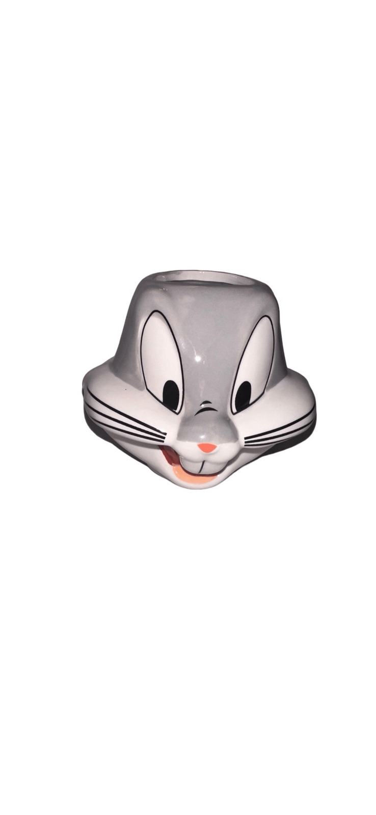 New Warner Bros Looney Tunes Bugs Bunny Face 3D Sculpted Ceramic Mug Gray 22oz