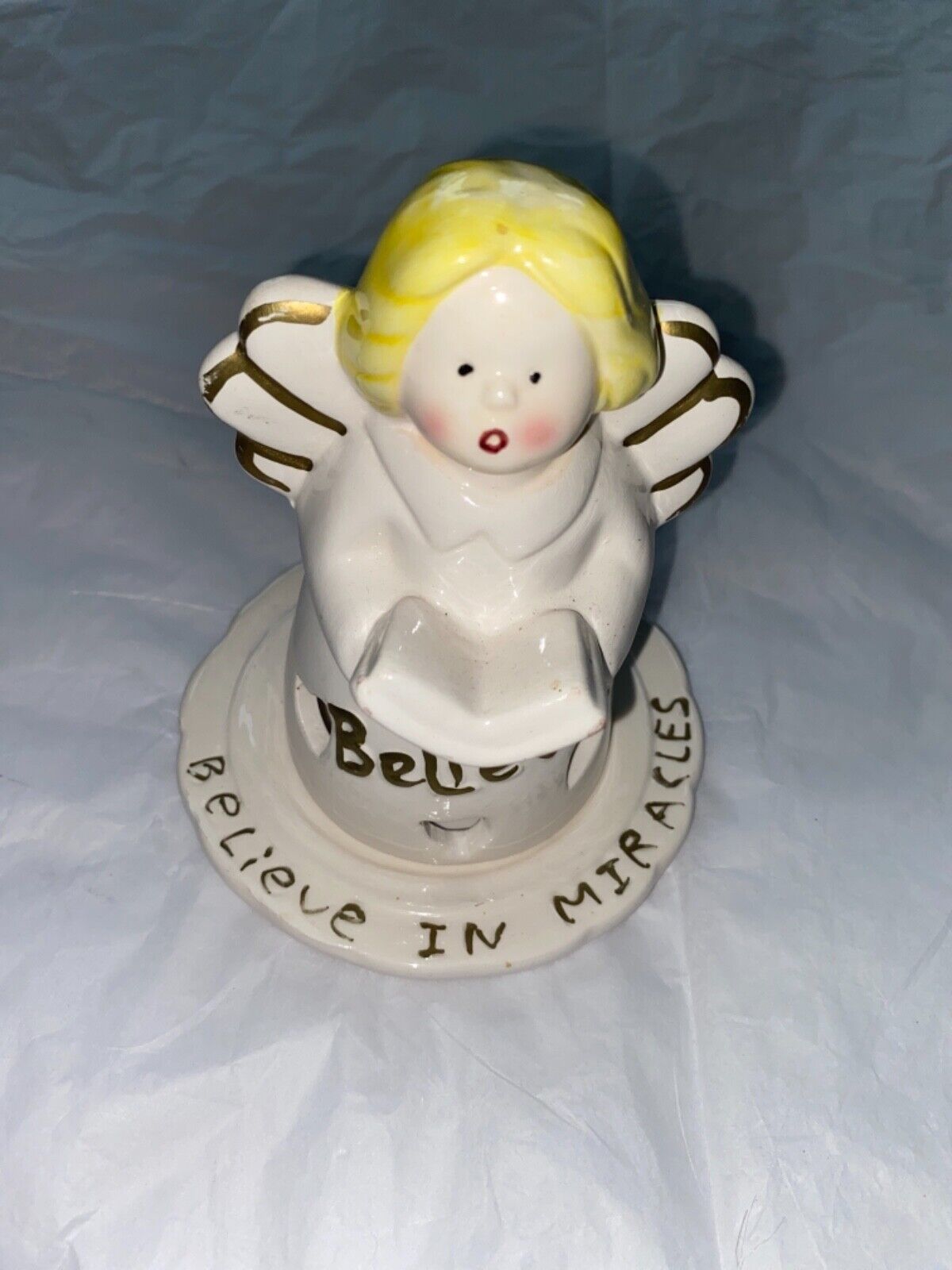 VINTAGE HERMITAGE POTTERY LIMITED EDITION JOHN TOTH ANGEL TEALITE 'BELIEVE'