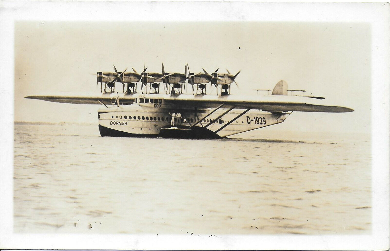 RPPC of the Dornier Do X 6 Engine Flying Boat on the Water c1929