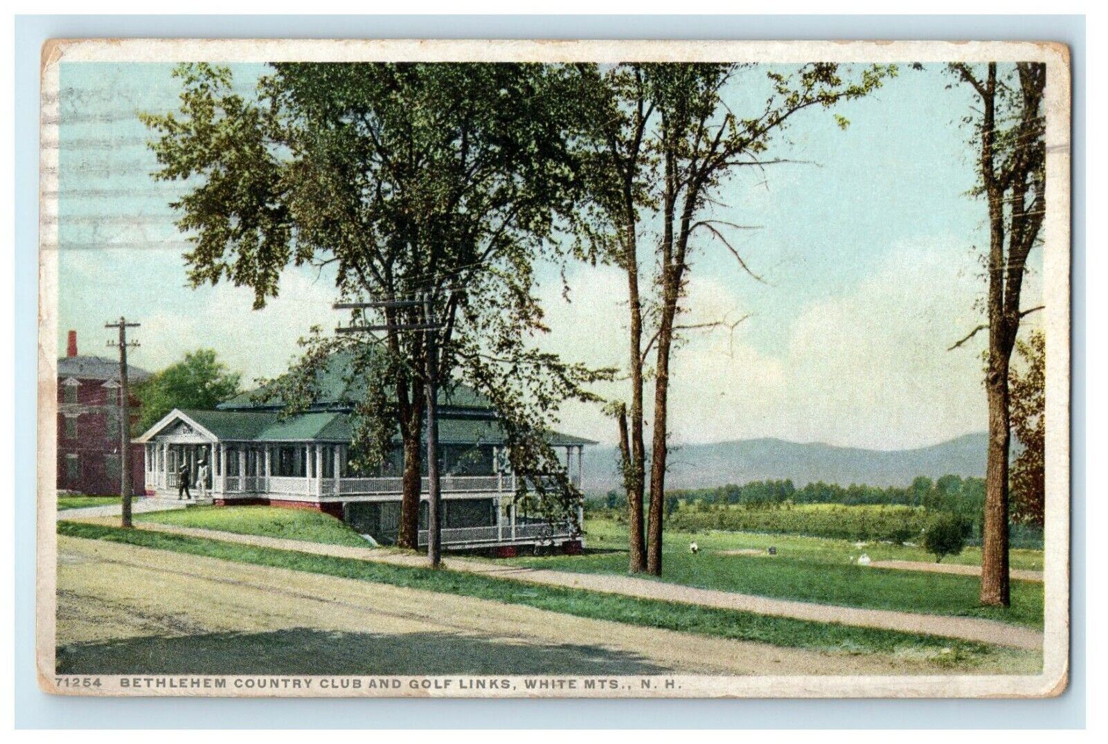 1915 Bethlehem County Club And Golf Links White Mountains NH Phostint Postcard
