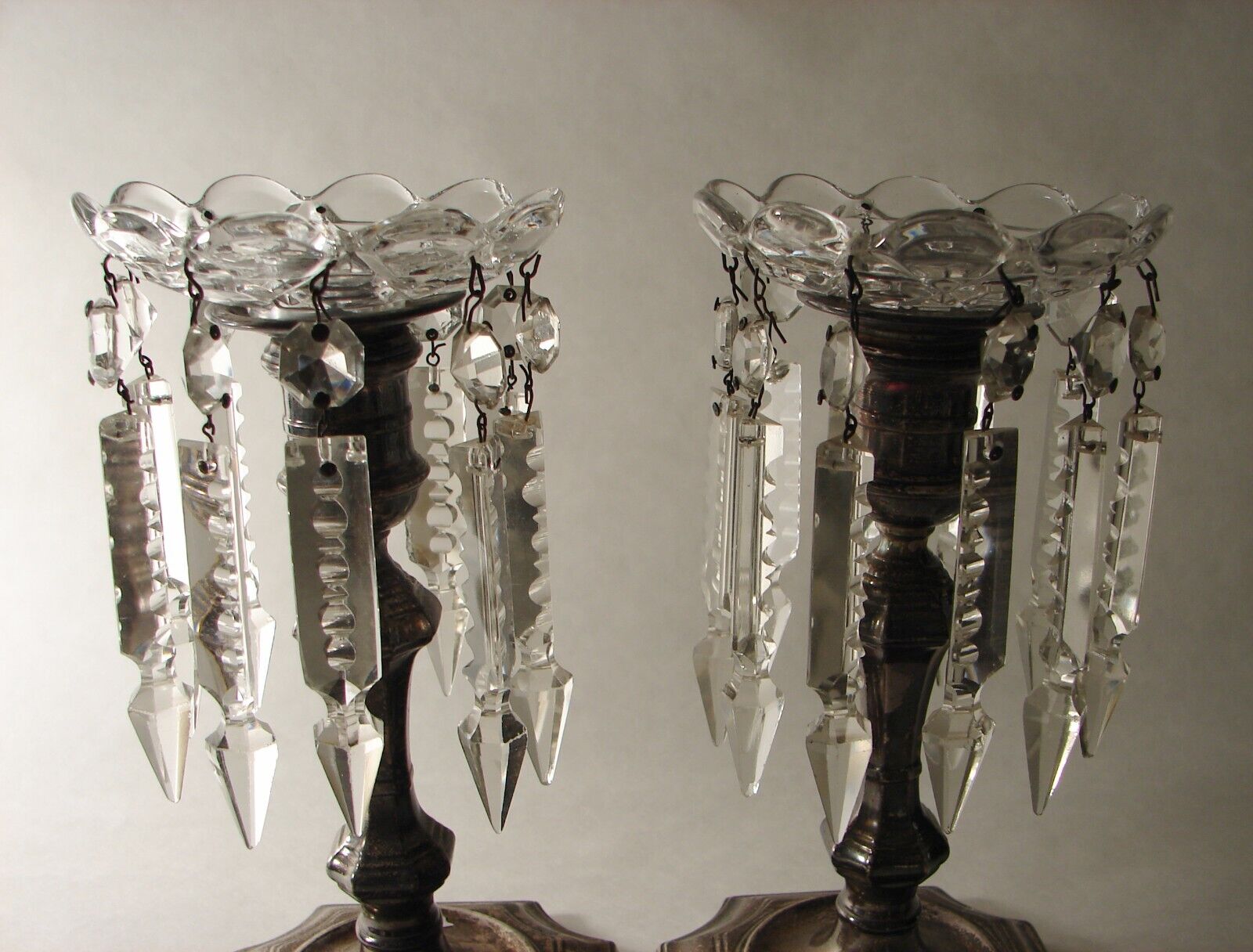 2 Antique Cut Crystal Bobeche with Prisms Replacement Parts for Candle Holders